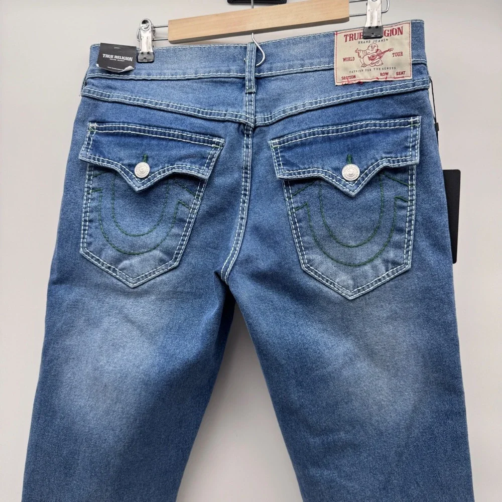 True Religion Ricky Big T Flap Jeans Mens 30 Light Pacific Wash New